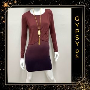 GYPSY05 Burgundy Ombre Long Sleeve Dress 🎉HP🎉